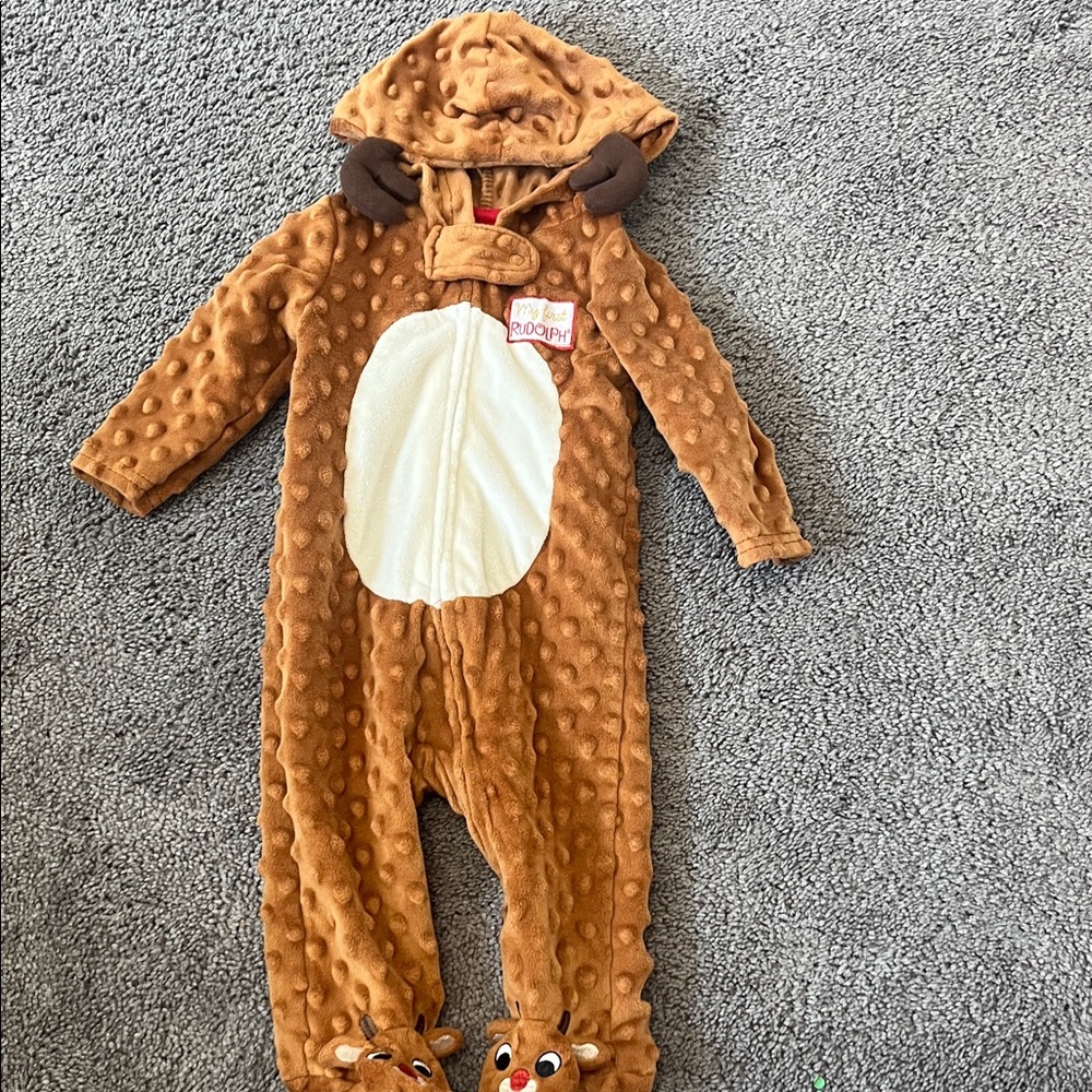 Charming Reindeer Kids Pajama Set - Brown